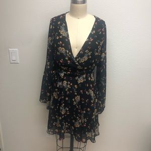 Free People black floral mini dress